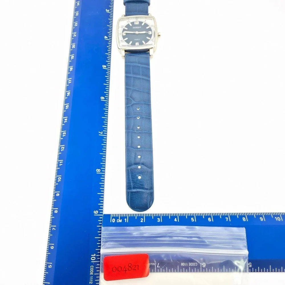 GOSSIP Ladies Quartz Watch Blue Dial & Crocodile Leather Strap Silver Tone 8